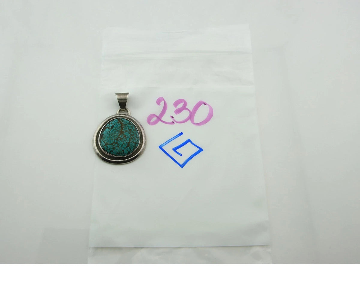 Navajo Pendant 925 Sterling Silver Natural Turquoise Handmade Vintage Artist