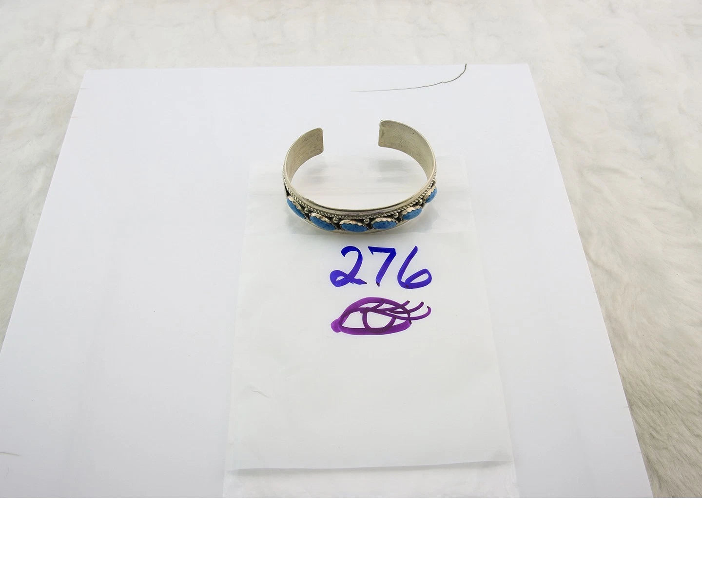 Navajo Cuff Bracelet Sterling Silver Denim Lapis Vintage Signed Ray Begay
