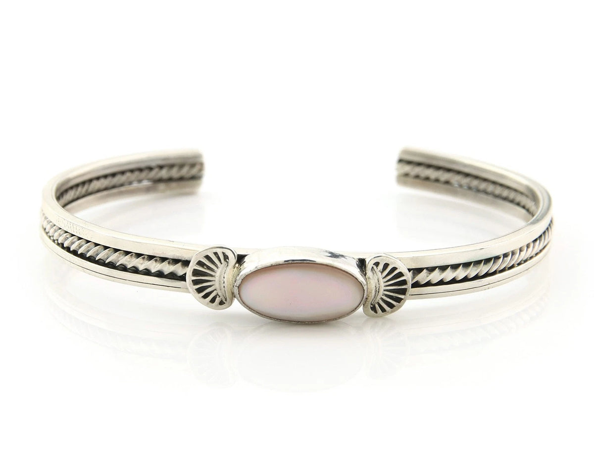 Navajo Cuff Bracelet Sterling Silver Authentic Pink Muscle Native Artist