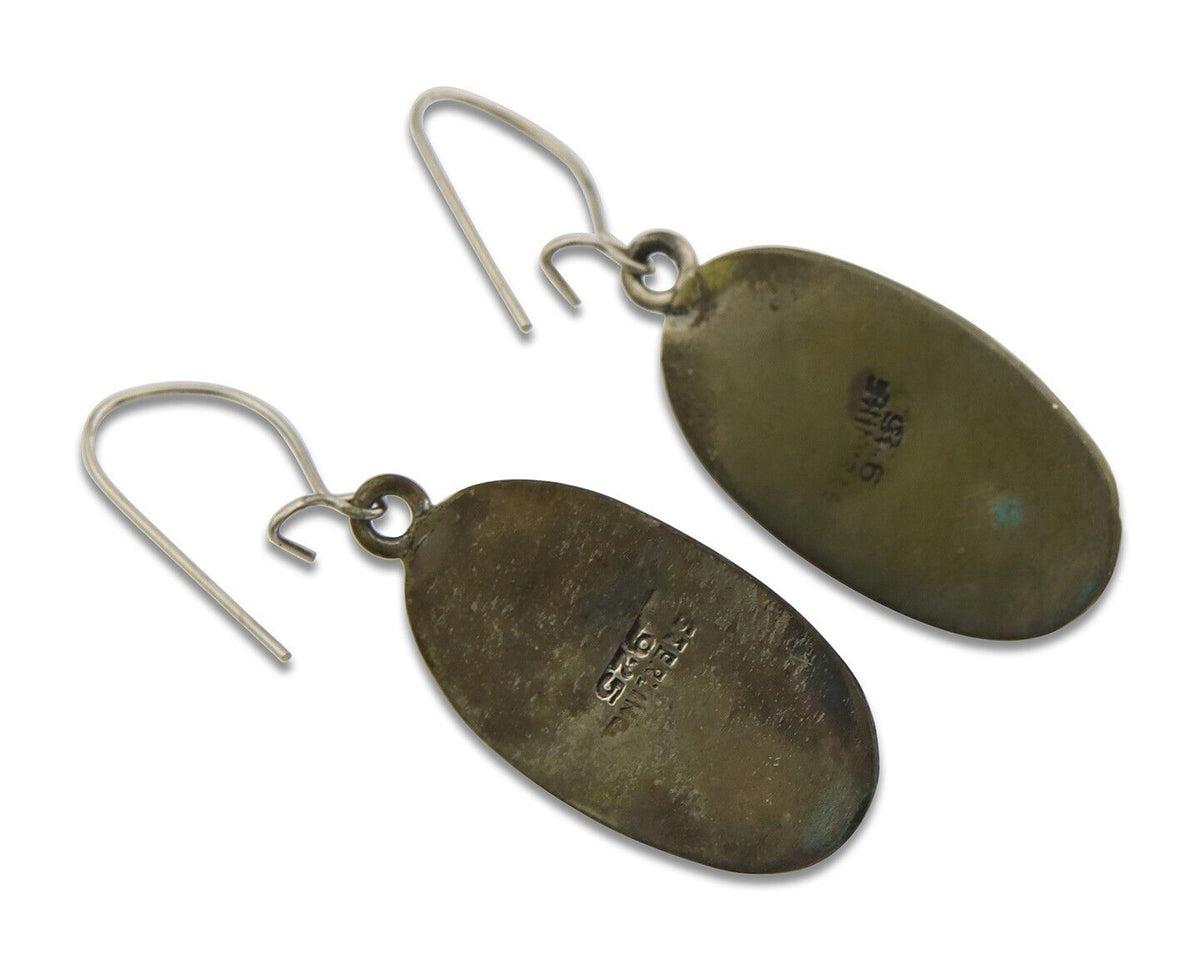 Navajo Earrings 925 Silver Handmade Natural Pink Mussel Native American Artist