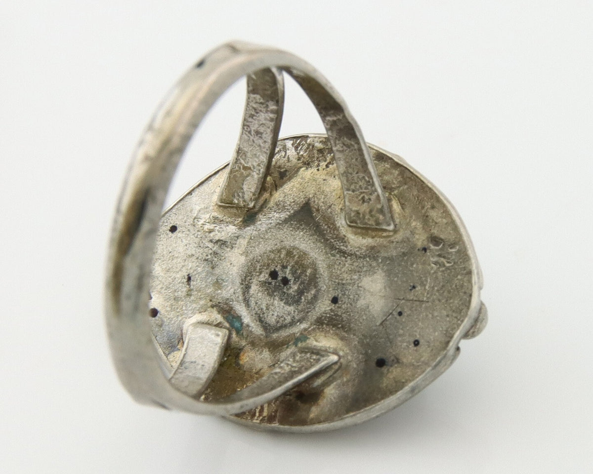 Navajo Ring 925 Sterling Natural Mined Arizona Turquoise C.80's Size 7.0