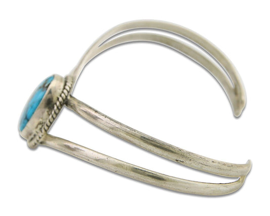 Navajo Bracelet 925 Silver Cuff Turquoise Handmade Artist Signed MC C.80's