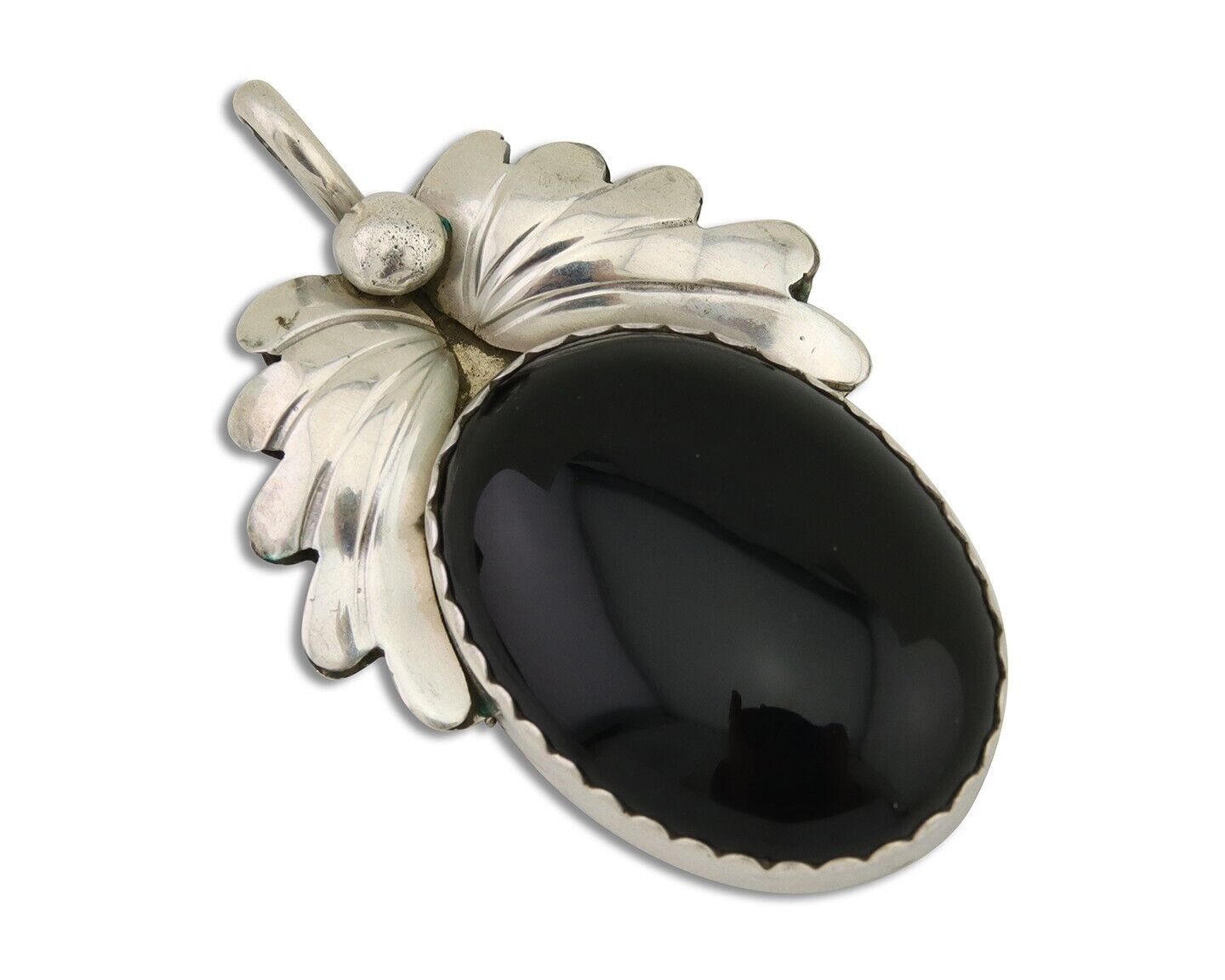 Vintage ナバホ NAVAJO シルバー925 ブラックオニキスペンダント Navajo Pendant 925 Silver Natural Onyx Native Artist Signed NS C