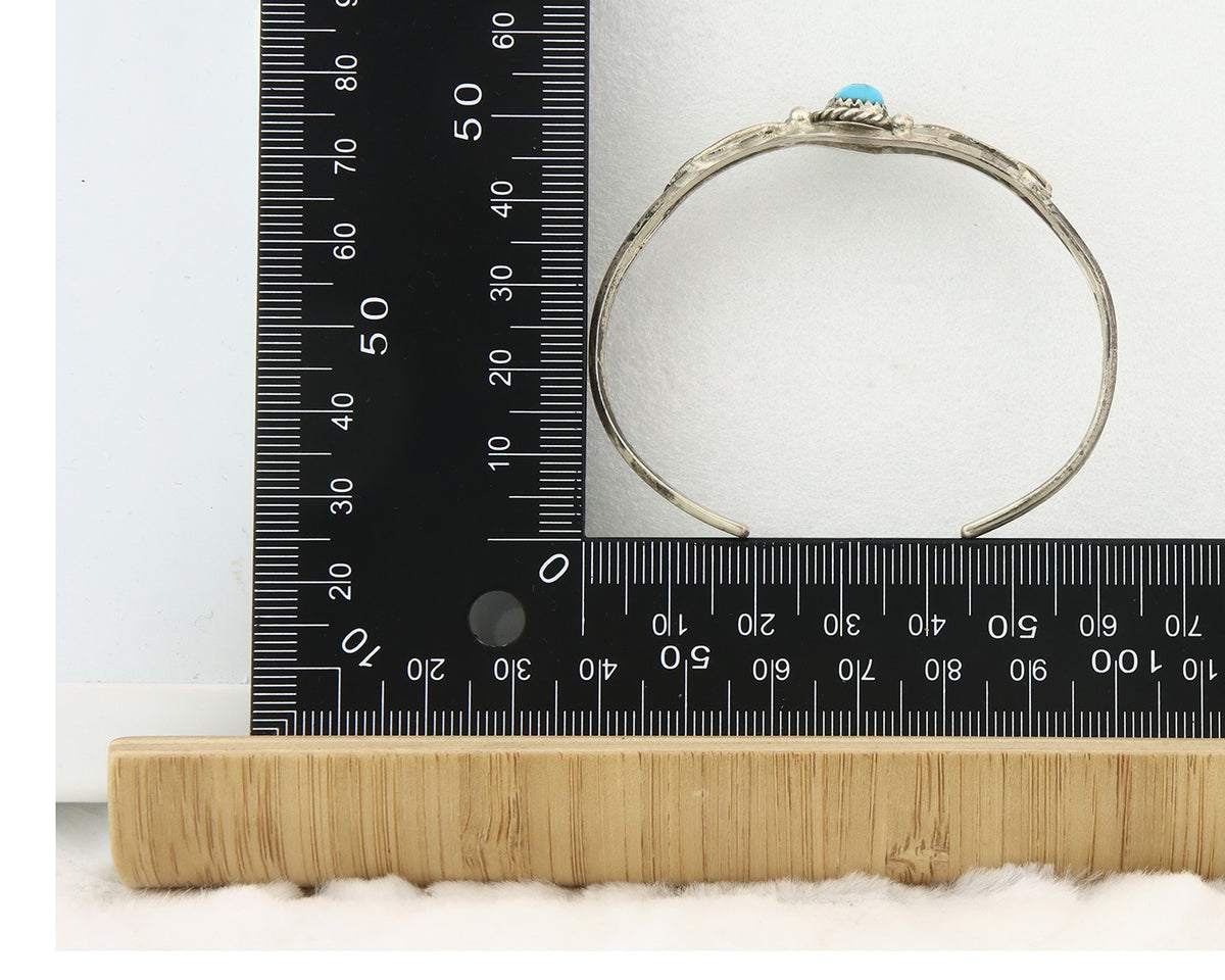 Vintage Navajo Bracelet 925 Silver Turquoise Tranditional Handmade Signed KT