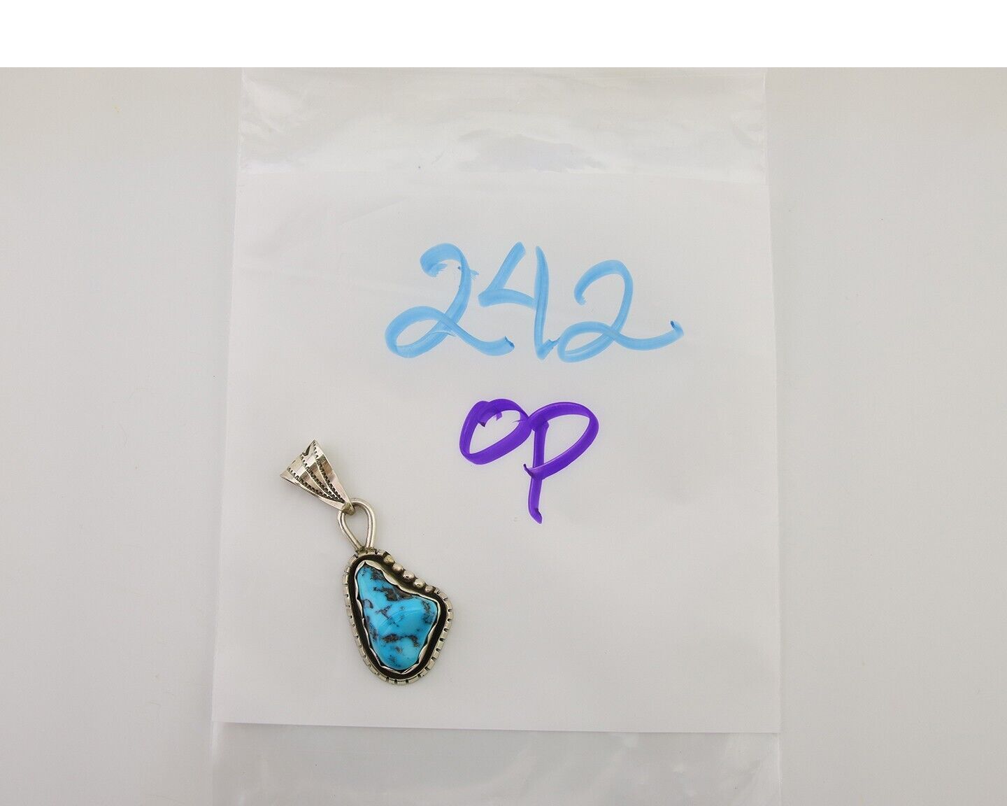 Navajo Sleeping Beauty Turquoise Pendant 925 Silver Signed Tony Guerro C.80's