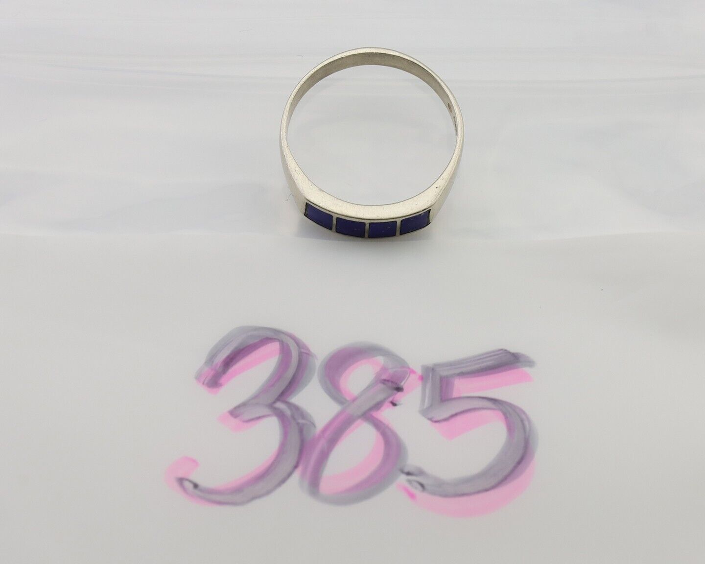 Navajo Handmade Ring 925 Silver Natural Lapis Lazuli Artist Signed SC C.80's