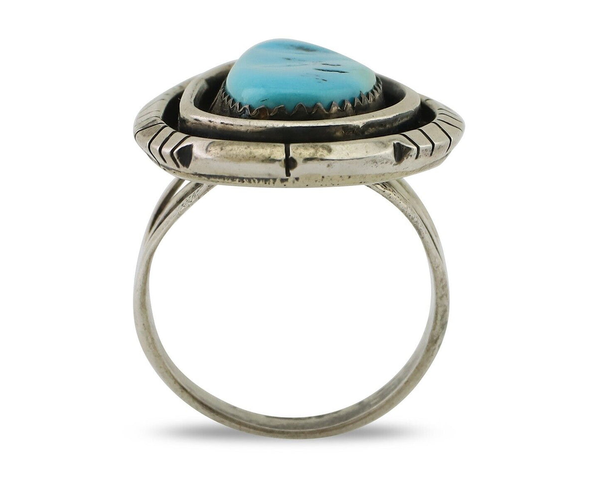 Navajo Ring 925 Silver Turquoise Native American Artist C.80's