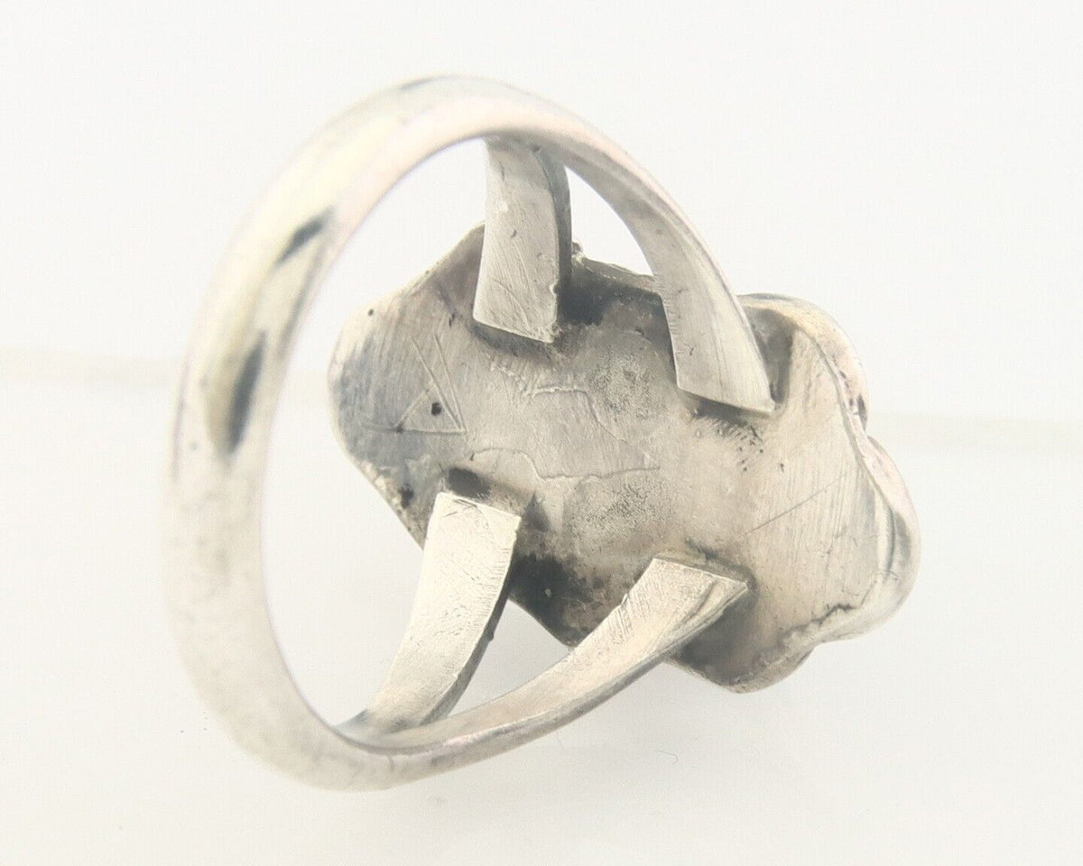 Navajo Ring 925 Sterling Natural Turquoise Native Artist C.80's Size 6.25