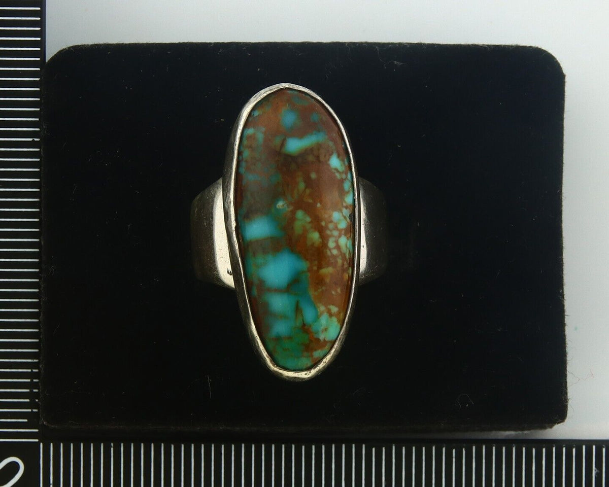 Navajo Ring 925 Sterling Turquoise Handmade Signed M Montoya C.80's Size 6.75