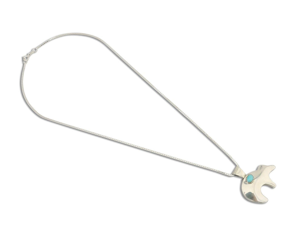 Navajo Spirit Bear Necklace Pendant 925 Sterling Silver Signed C C.80's