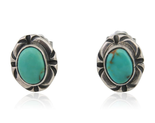 Navajo Earrings 925 Silver Turquoise Native American Artist C.80's
