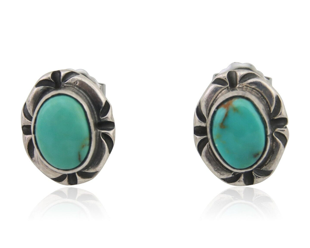 Navajo Earrings 925 Silver Turquoise Native American Artist C.80's