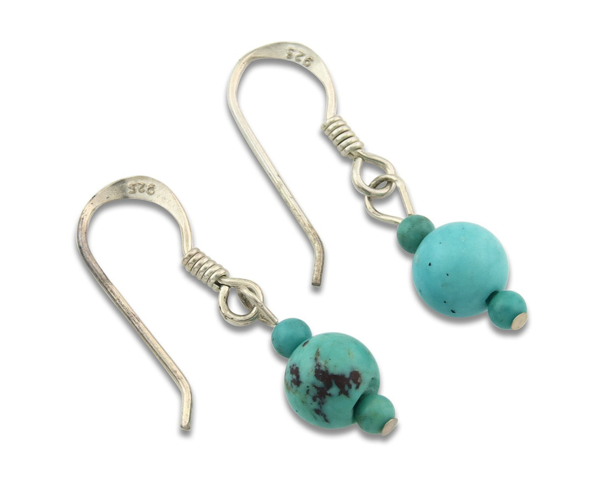 Navajo Earrings Sterling Silver Turquoise Dangle Vintage Authentic