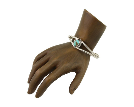 Navajo Bracelet 925 Silver Blue Turquoise Artist Signed Gecko C.80's