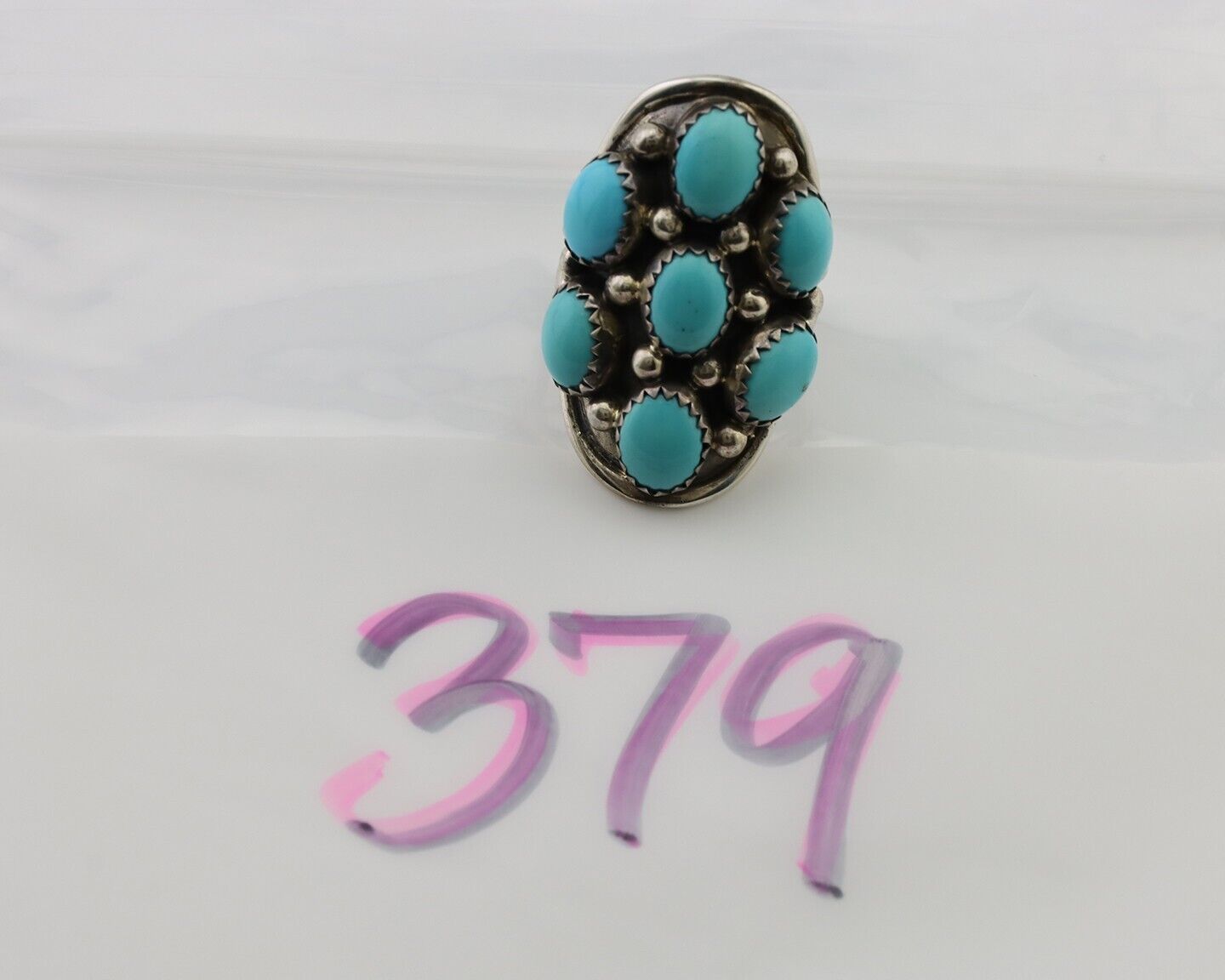 Navajo Handmade Ring 925 Silver Kingman Turquoise Native American C.80's