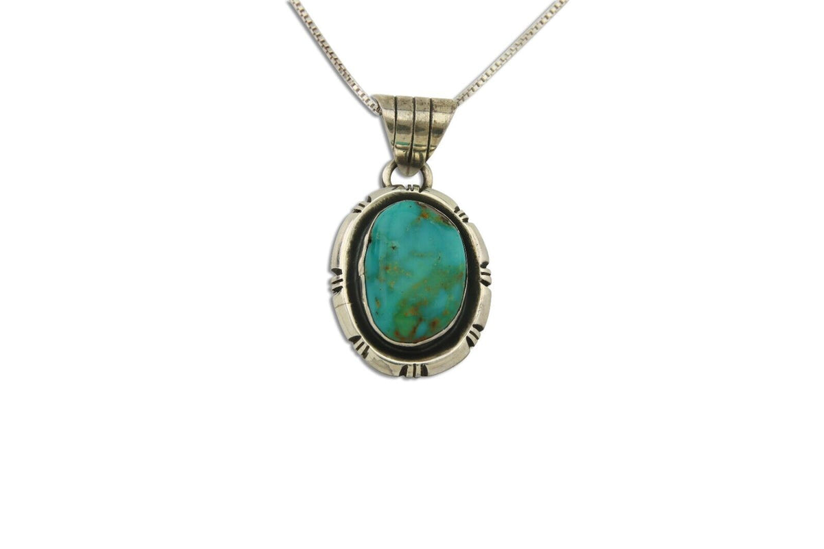 Navajo Necklace 925 Silver Natural Turquoise Artist Signed UP C.80's