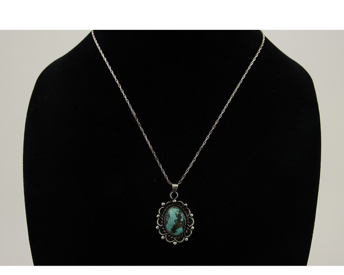 Navajo Necklace 925 Silver Natural Turquoise Native American Artist C.80's