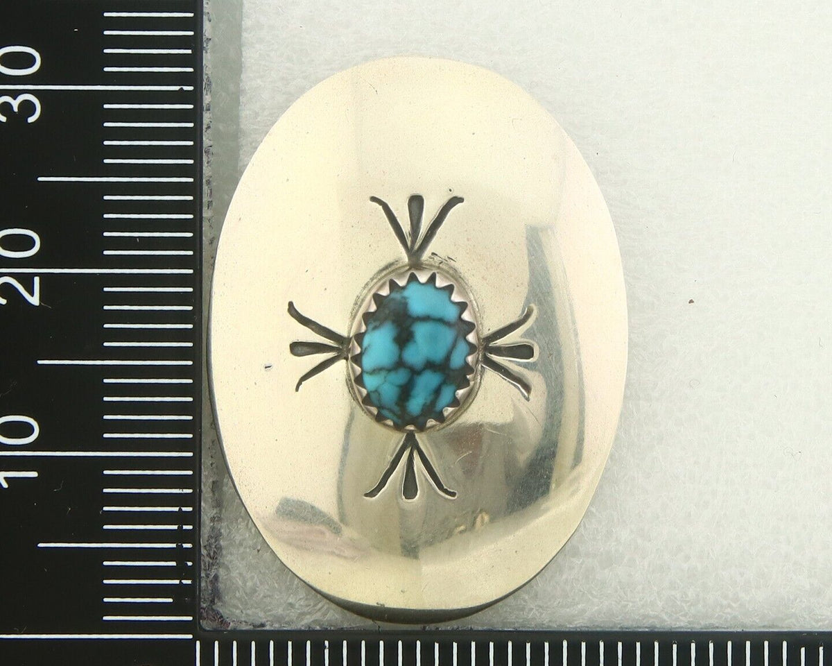 Navajo Earrings 925 Silver Handmade Concho Natural Turquoise Native Artist C80s