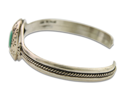 Navajo Bracelet 925 Silver Cuff Turquoise Handmade Native Artist C.80's