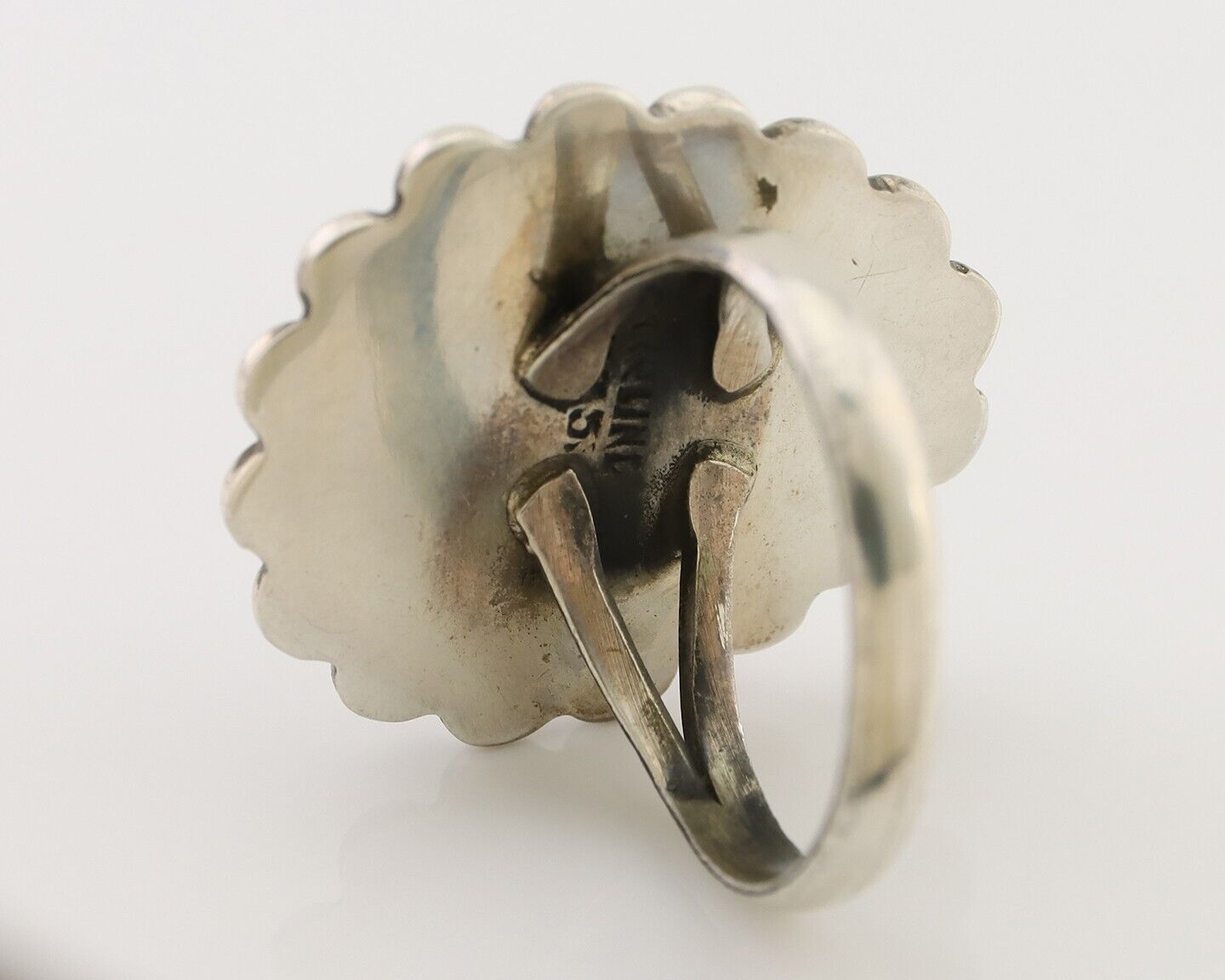 Navajo Handmade Ring 925 Silver Natural Fire Opal Native Artist Size 6.75 C.80's