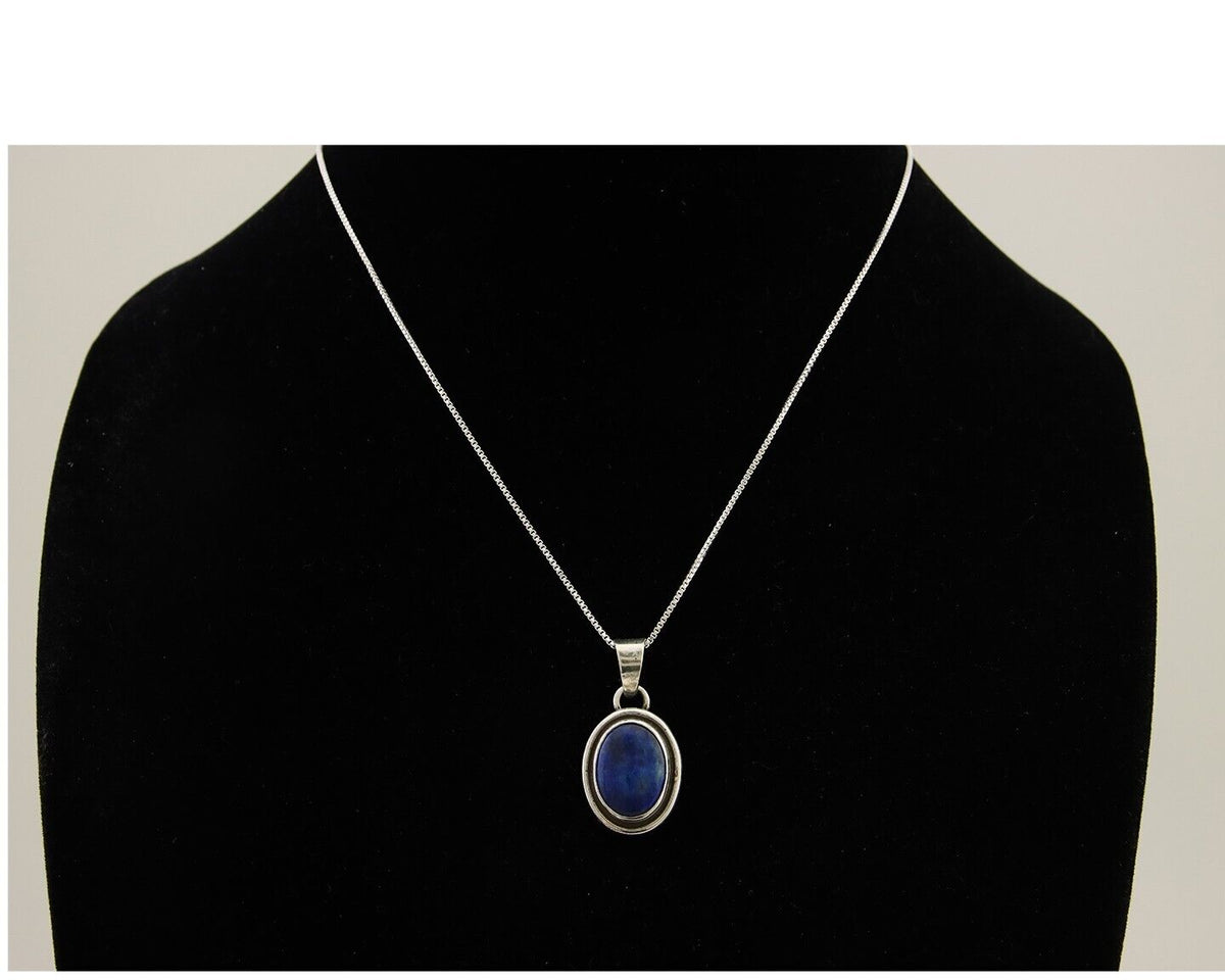 Navajo Pendant 925 Silver Natural Lapis Lazuli Signed Sunrise C.80's