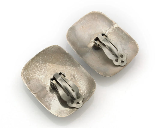 Navajo Clip-On Earrings Sterling Silver Natural Gemstones Vintage