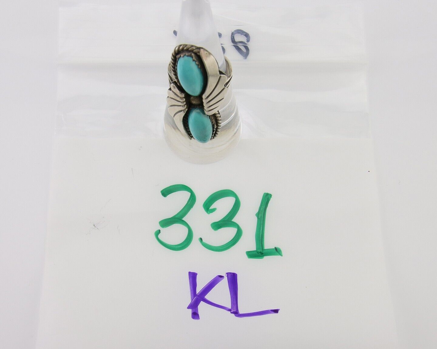 Navajo Ring 925 Silver Natural Blue Turquoise Artist Signed J TSO C.80's