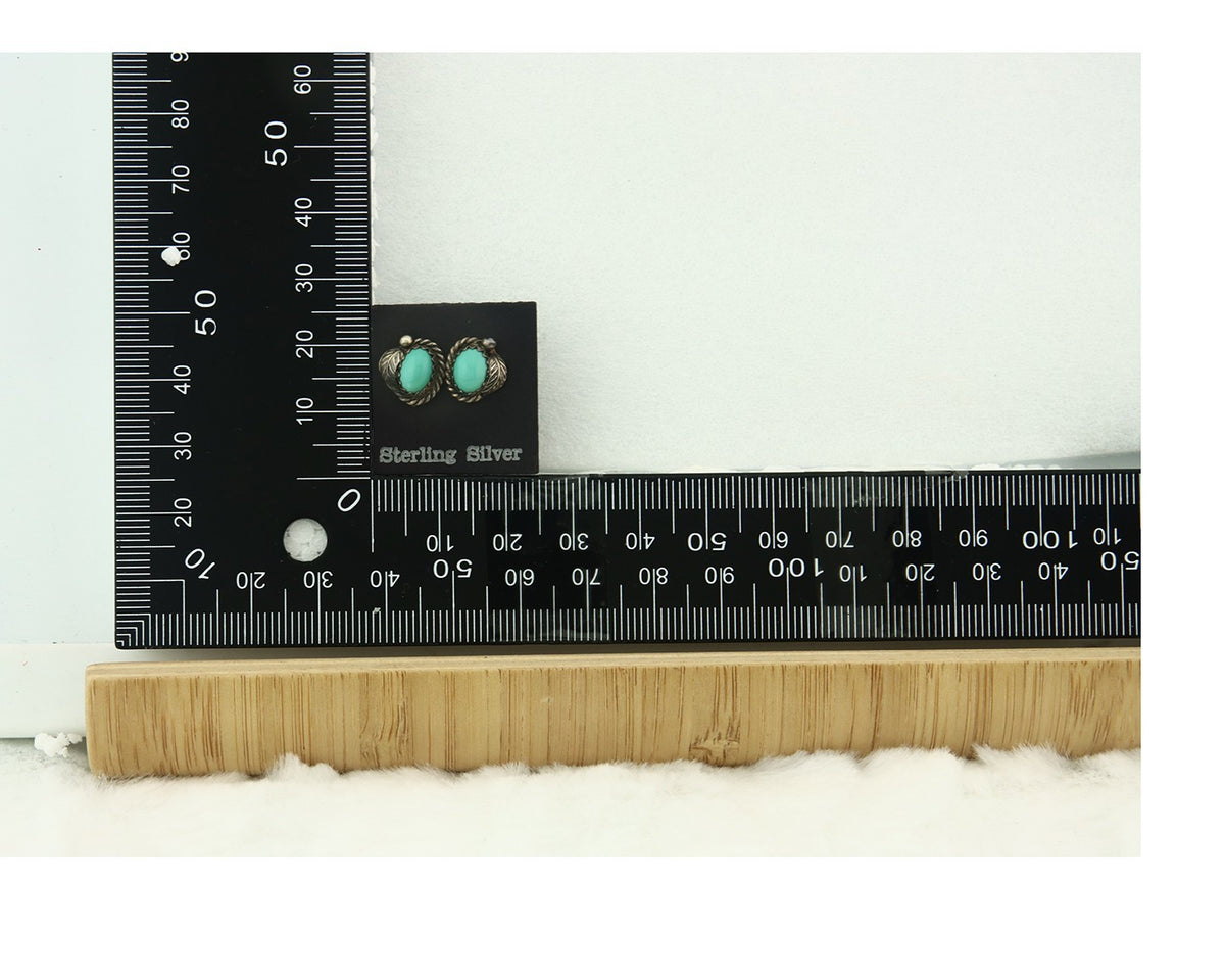Navajo Earrings Sterling Silver Turquoise Vintage Stud Handmade