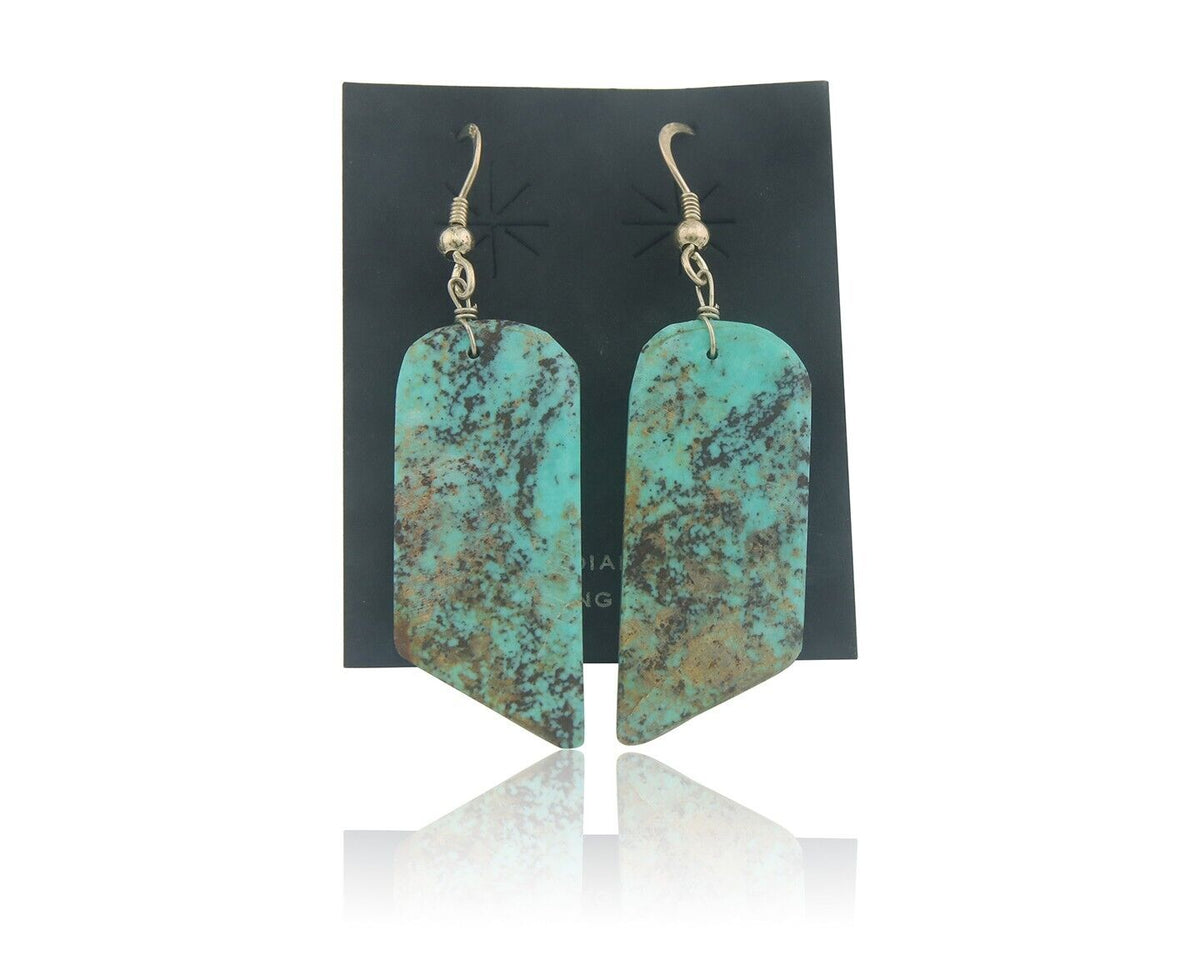 Santo Domingo Earrings 925 Silver Natural Turquoise Native American Artist C80s