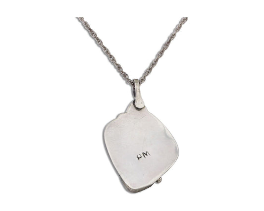 Navajo Turquoise Handmade Necklace 925 Silver Artist Signed PM C.80s