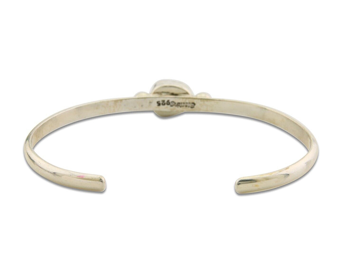 Navajo Bracelet .925 Silver Natural Red Coral Cuff Native American Artist C.80's