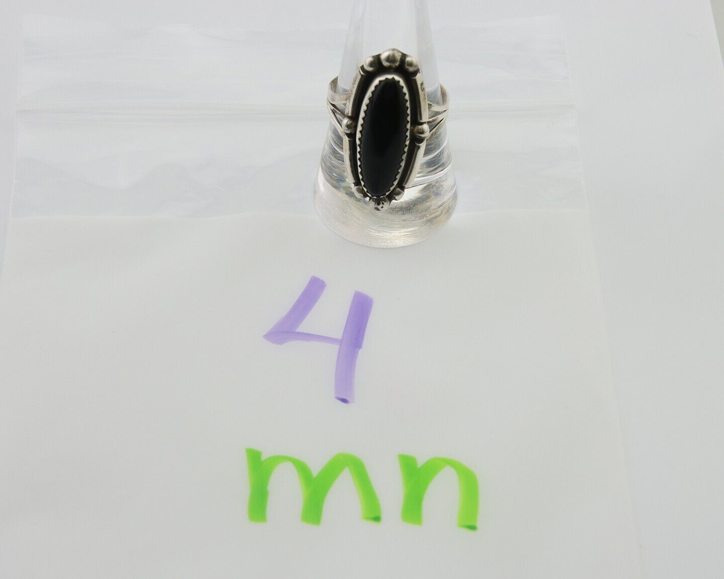 Navajo Handmade Ring 925 Silver Black Onyx Artist Signed SC C.80's