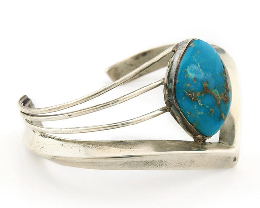 Navajo Cuff Bracelet Sterling Silver Vintage Turquoise Handmade Signed D Zachary