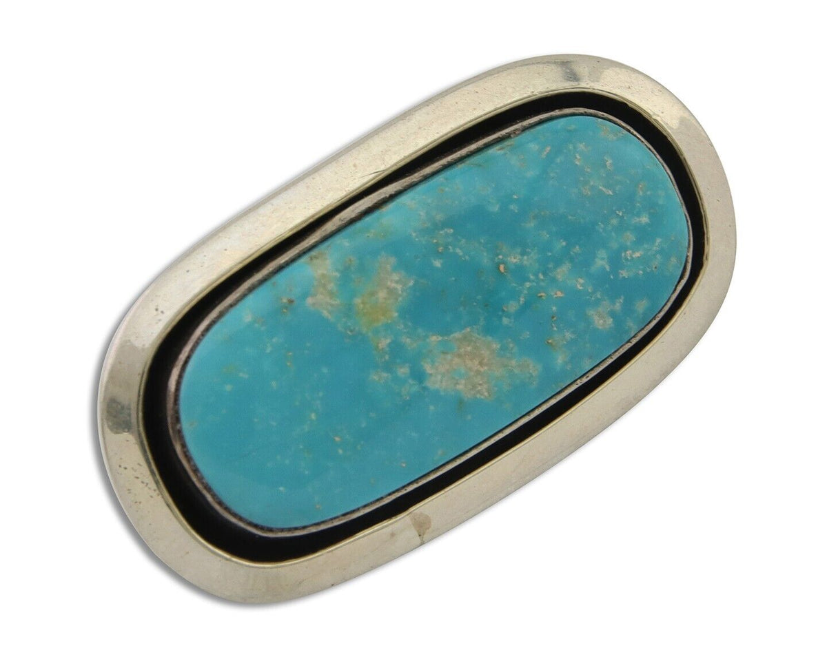 Navajo Pin Pendant 925 Silver Globe Turquoise Artist Signed Doug Zachary C.80's