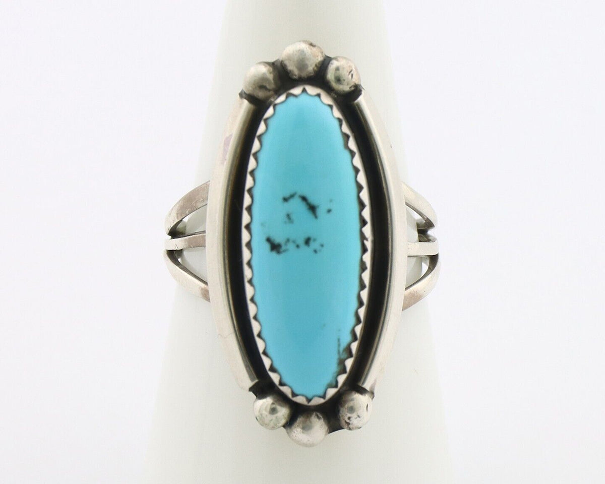 Navajo Ring .925 Silver Sleeping Beauty Turquoise Signed SkyStone Creations C80s