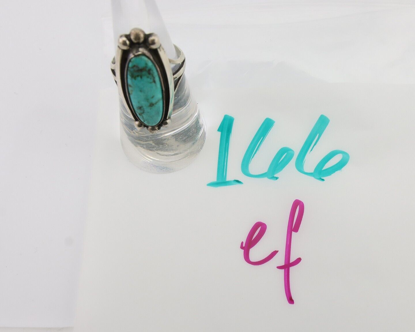 Navajo Turquoise Ring 925 Silver Artist Signed Sunrise Size 6.5 C.80's