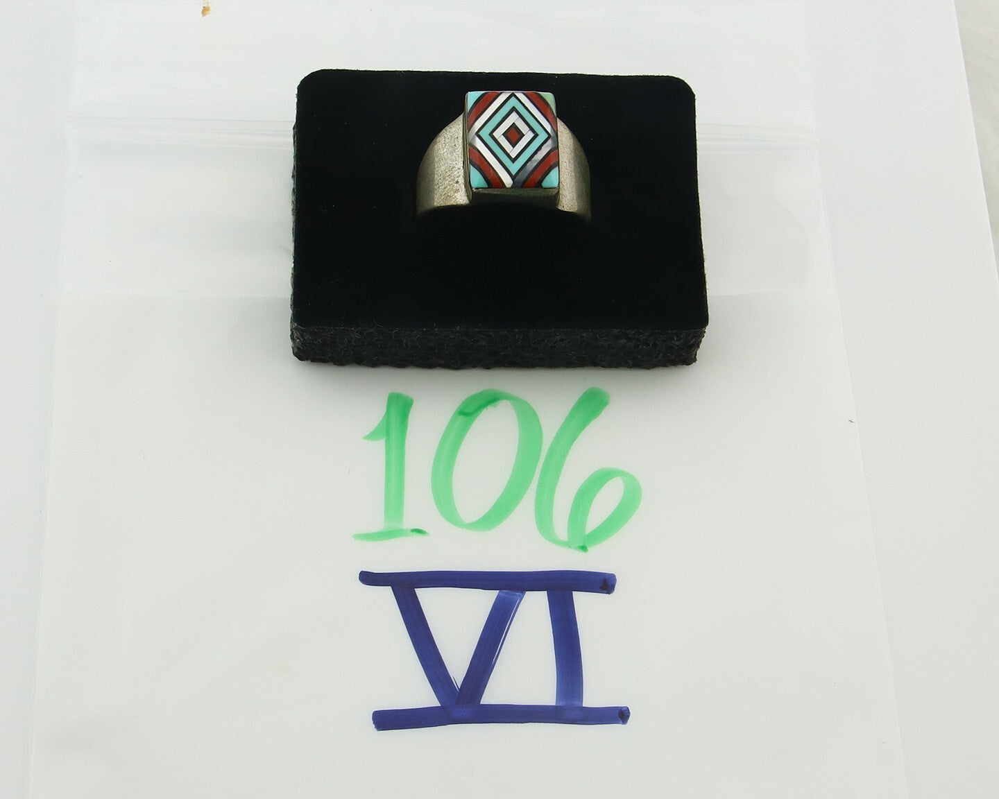 Vintage Zuni Ring 925 Sterling Natural Authentic Gemstone Handmade Size 10.25