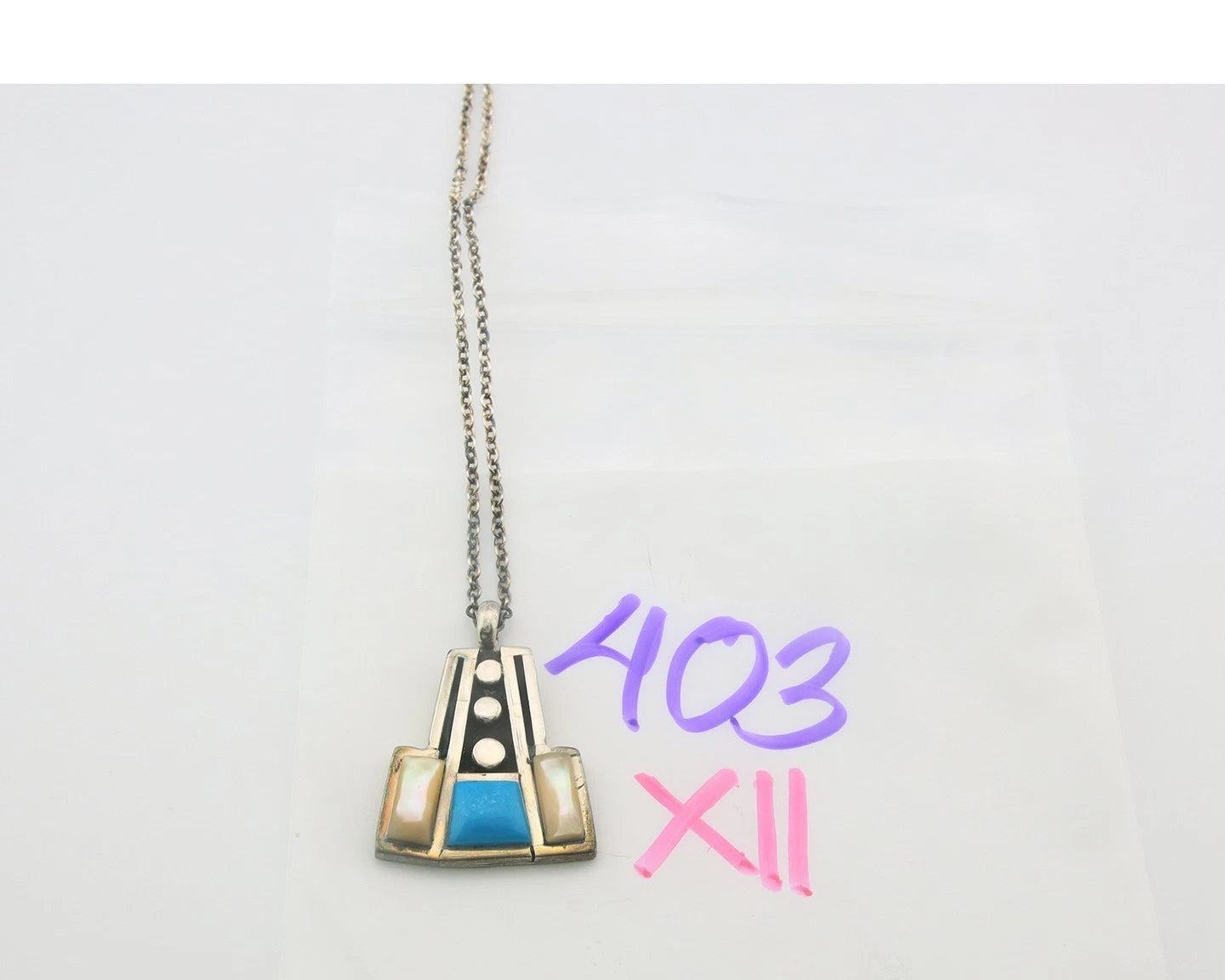 Navajo Necklace Sterling Silver Natural Blue Turquoise Vintage