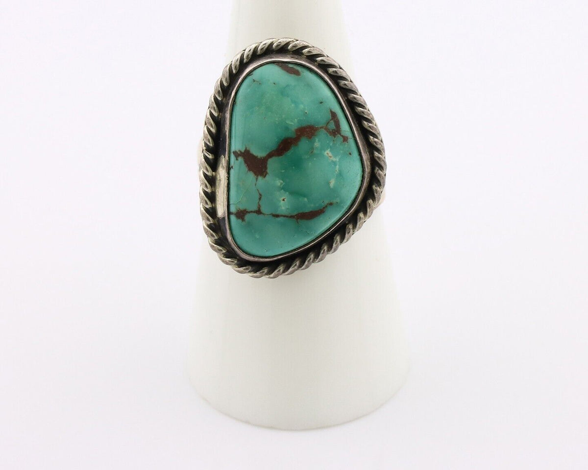 Navajo Ring 925 Silver Blue Turquoise Artist Signed N C.80's