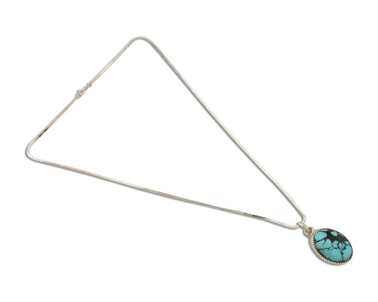 Navajo Turquoise Necklace 925 Silver Native American Artist C.80's