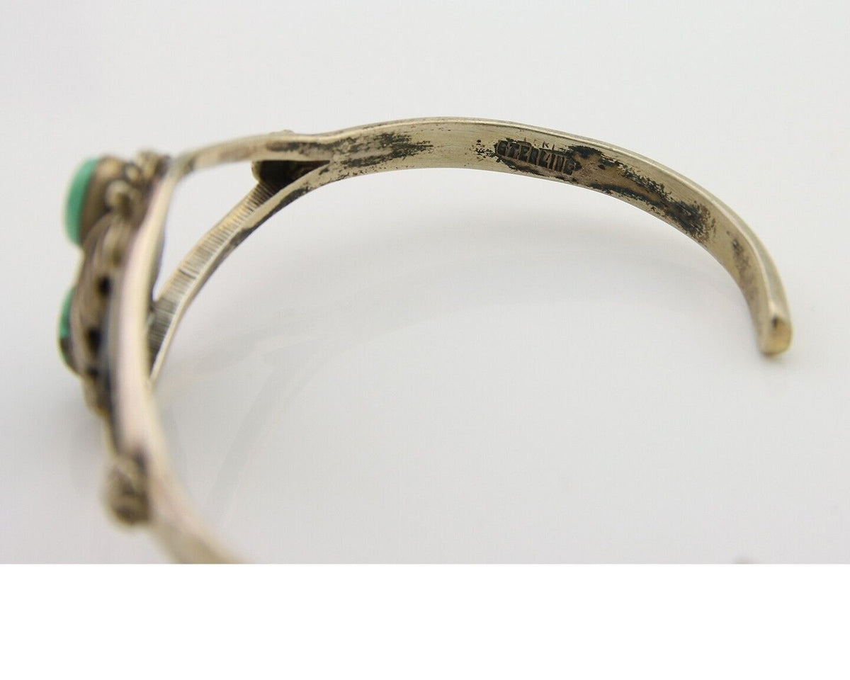 Navajo Bracelet 925 Silver Cuff Turquoise Handmade Native Artist C.80's
