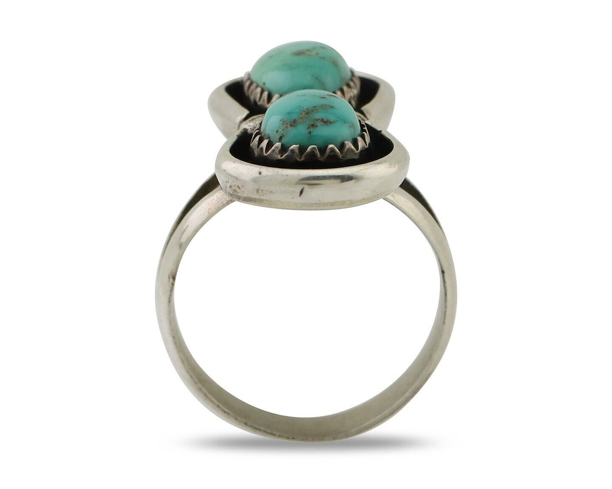 Navajo Handmade Ring 925 Silver Natural Turquoise Native American Artist C.80's