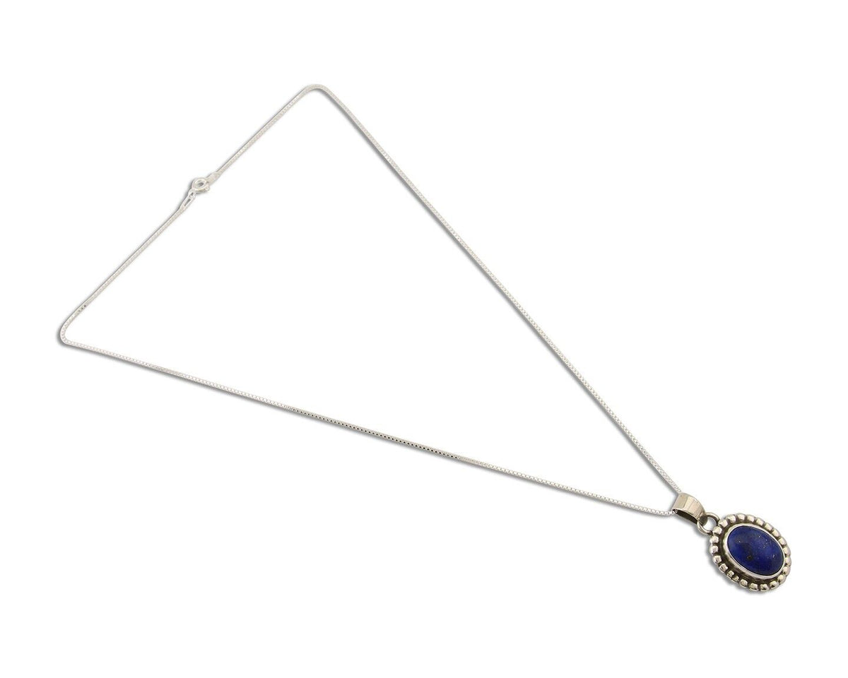 Navajo Pendant 925 Silver Natural Lapis Lazuli Signed Sunrise C.80's