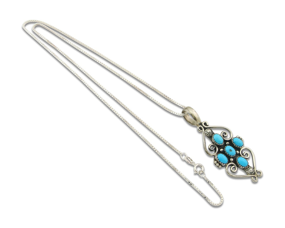 Navajo Sterling Silver Necklace Authentic Turquoise Vintage Signed Montoya