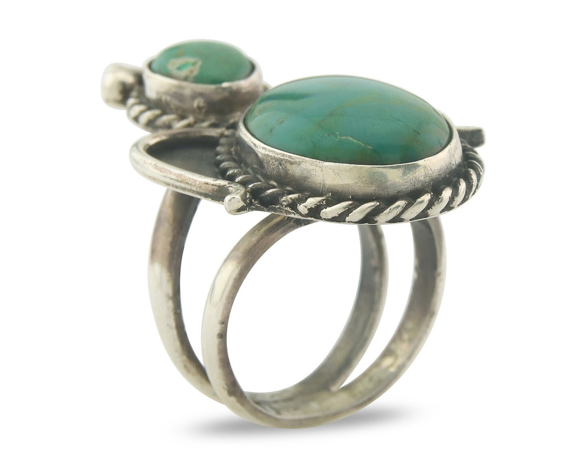 Vintage Navajo Angel Ring 925 Sterling Turquoise Artist Signed Size 8.25