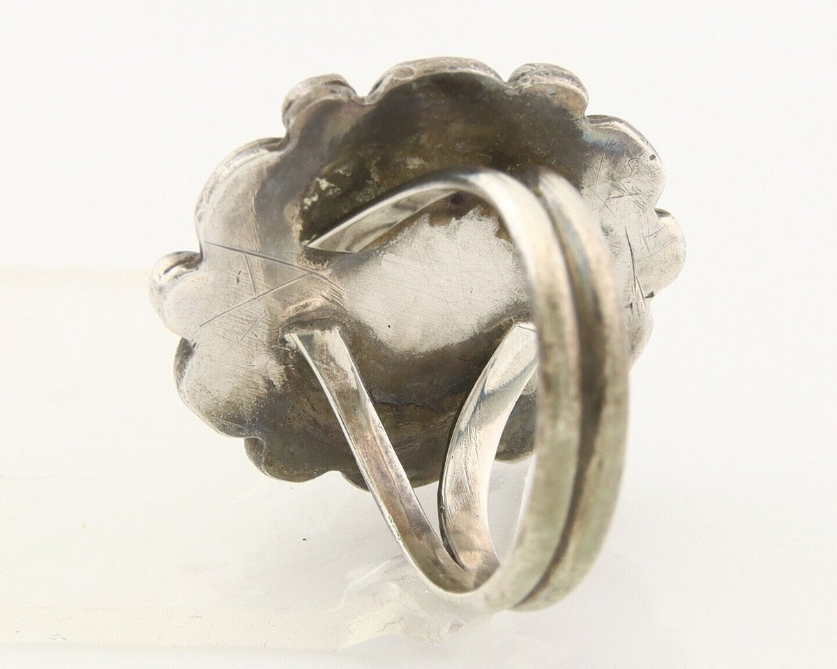 Navajo Ring 925 Sterling Natural Mined Turquoise Handmade C.80's Size 5.75