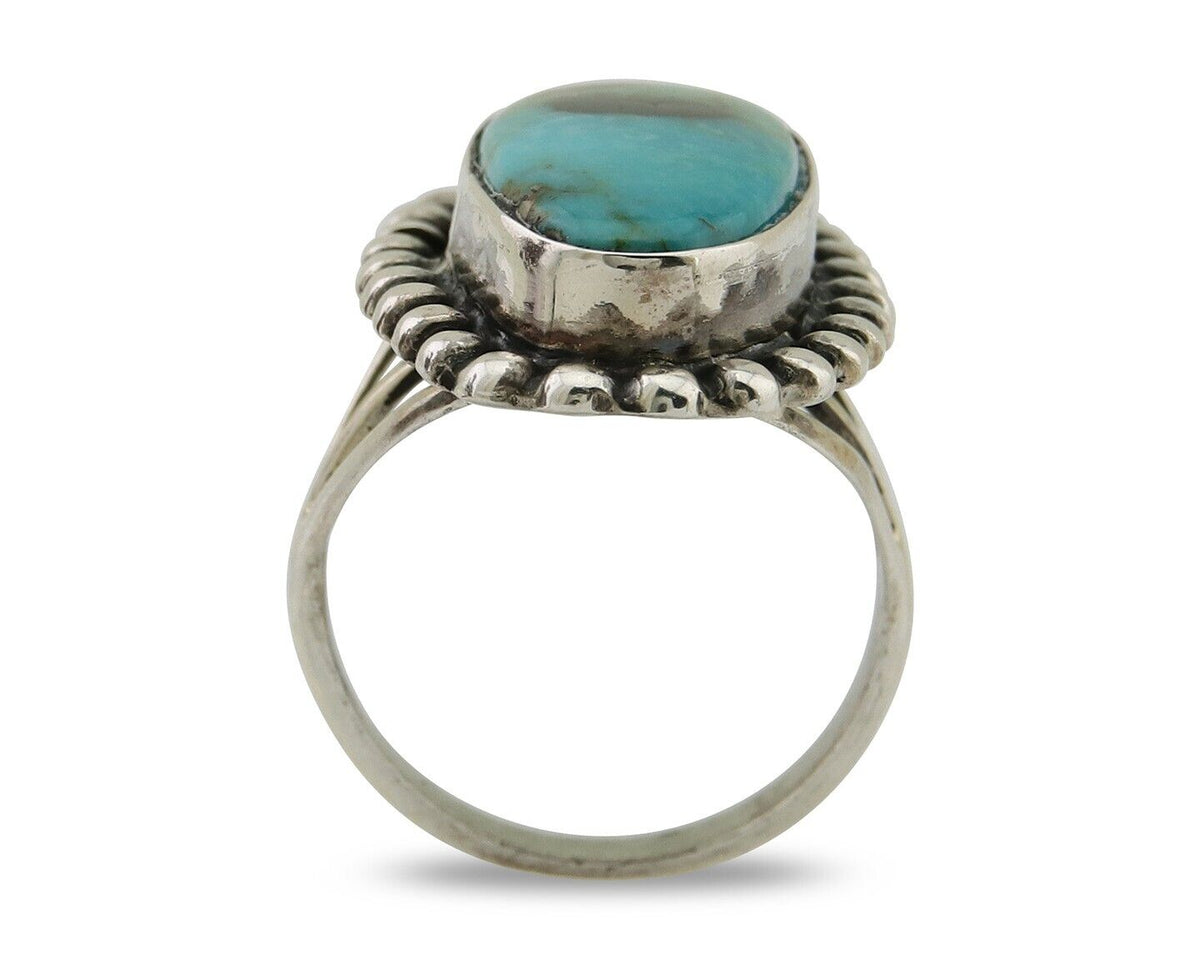 Navajo Shield Ring 925 Silver Arizona Turquoise Native Artist C.80's
