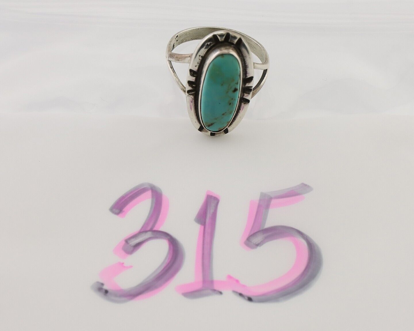 Navajo Handmade Ring 925 Silver Blue Turquoise Artist Signed Kachina C.80's