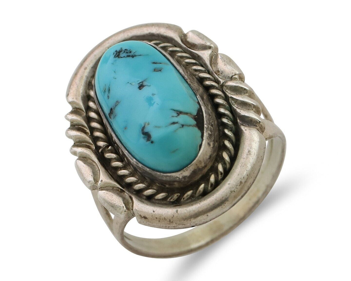 Navajo Turquoise Ring 925 Silver Handmade Native American Artist C.80's