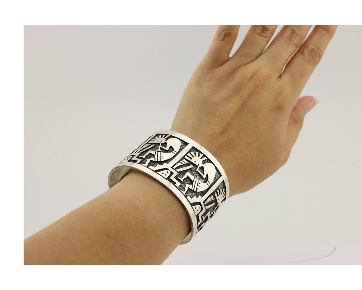 Navajo Kokopelli Bracelet 925 Silver Native American Artist Handmade C.80's